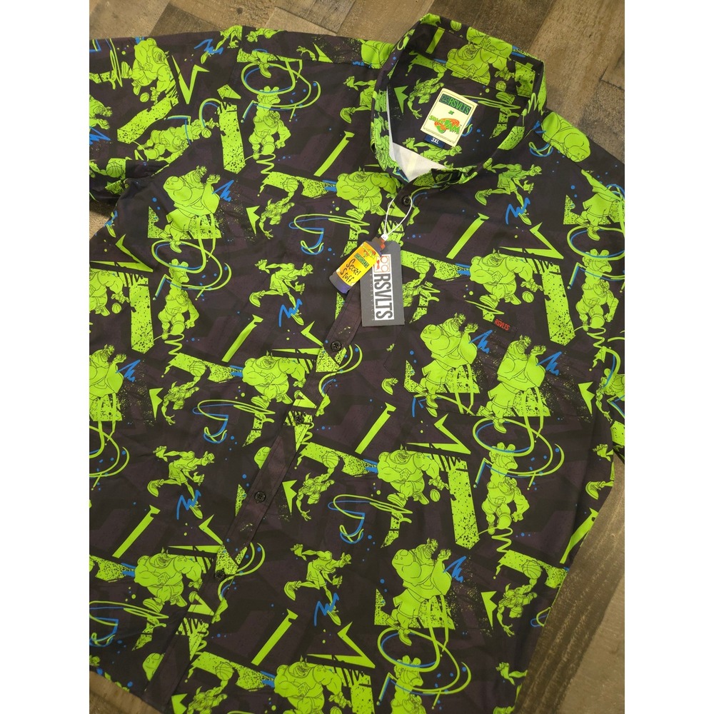 NWT RSVLTS x Space Jam The Mean Green Team KUNUFLEX Button Up Shirt Mens 3XL